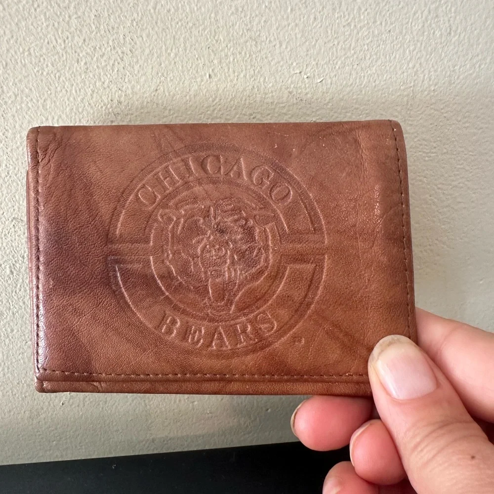Chicago Bears Embossed Brown Leather Trifold Wallet